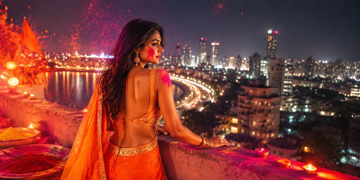 Player celebrating lottery win during Holi festival in Mumbai’s Bandra area